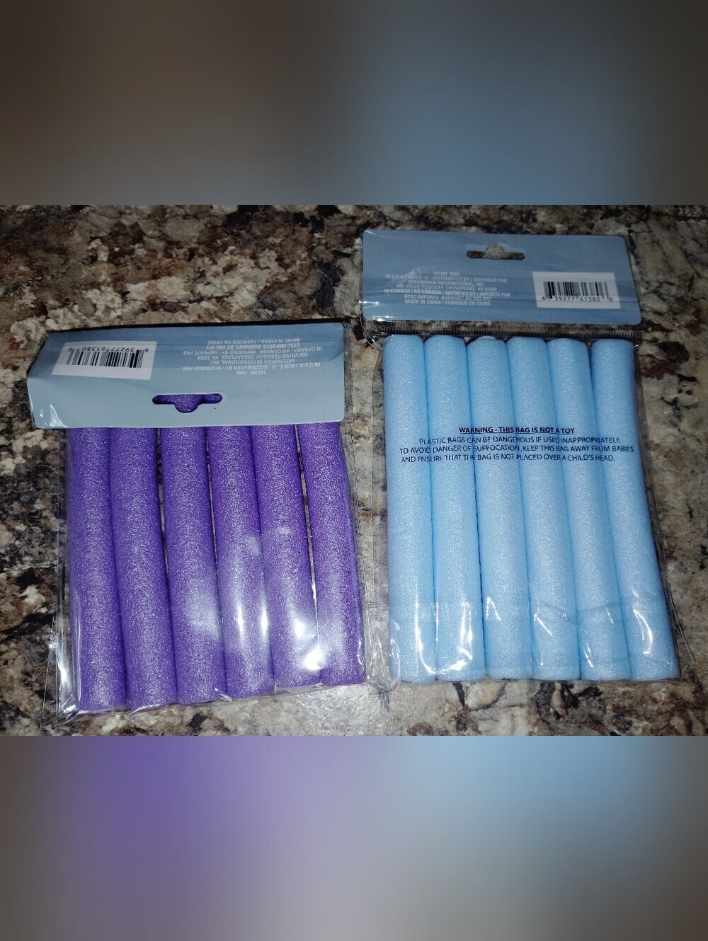 Purple and Light Blue Foam Hair Rollers - Soft Styling Set New - Picture 4 of 4